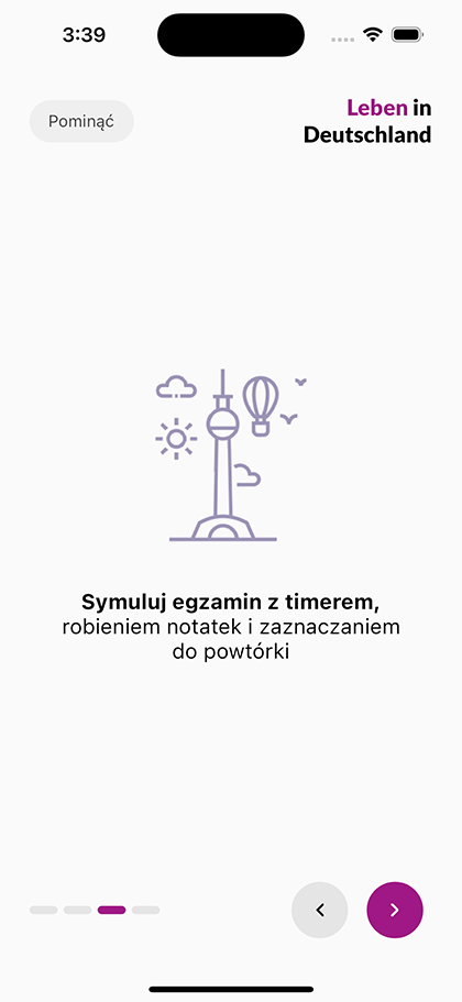 Slajd powitalny: symulacja egzaminu z czasem, notatkami i oznaczaniem pytań