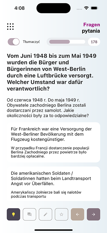 Pytanie po niemiecku z włączonym tłumaczeniem