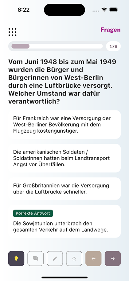 Eine Frage auf Deutsch mit eingeschalteter Übersetzung