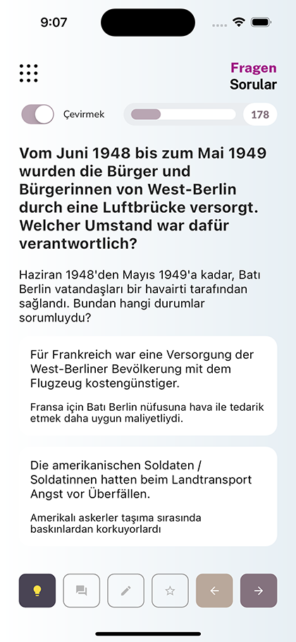 Çeviri açıkken Almanca gösterilen bir soru