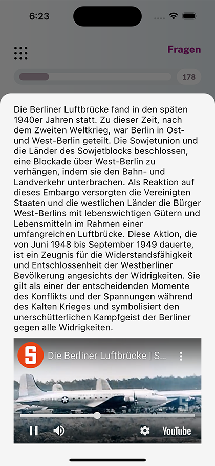Eine ausführliche Erklärung zu einer Frage mit passendem Video